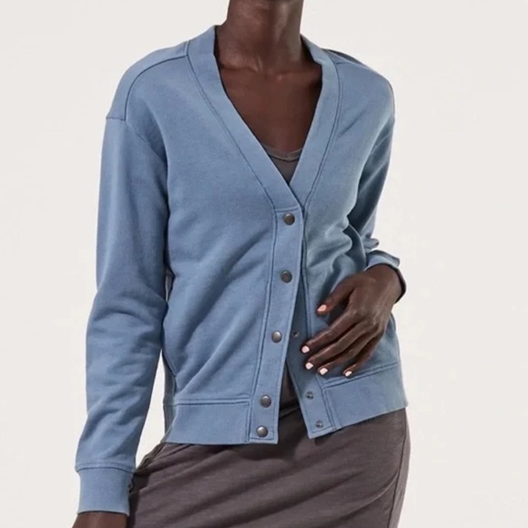 Pact Sweaters - Pact Essential Vintage Blue Snap Button Cardigan Organic Cotton Size Medium